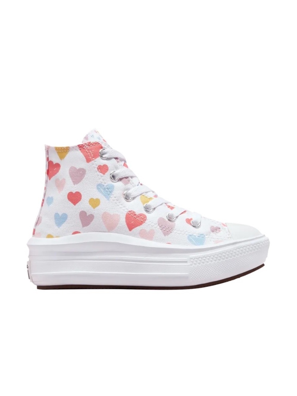 Converse White High-Top Sneakers with Multicolor Heart Accents Size 11 (toddler)